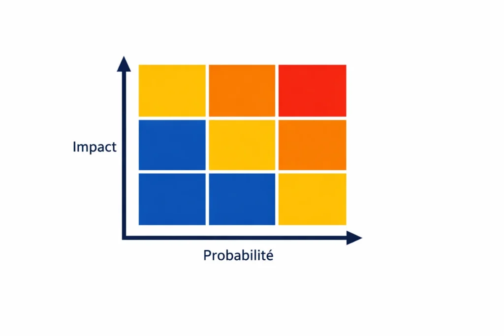 Guide sécurité privée : Matrice des risques 3×3 représentant la probabilité et l’impact.